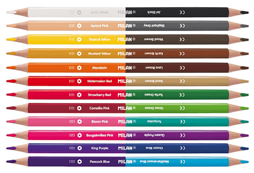 Creioane colorate Milan Bicolor 12 creioane 24 culori