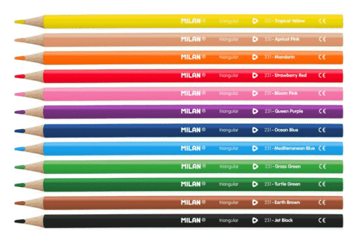 Creioane colorate triunghiulare Milan 12 culori