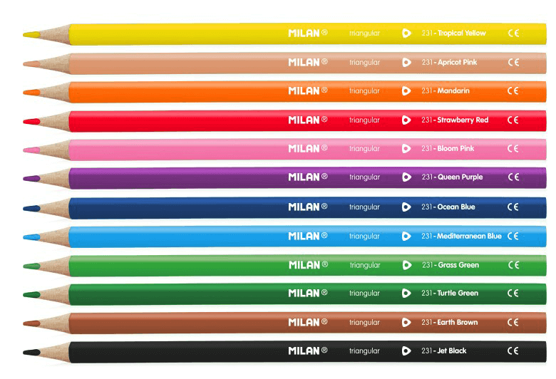 Creioane colorate triunghiulare Milan 12 culori