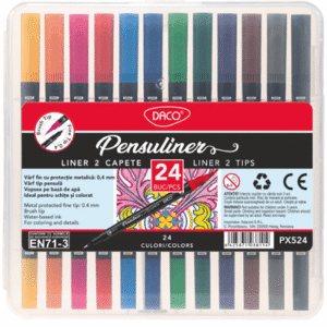 Pix liner si pensula Pensuliner 24 culori Daco