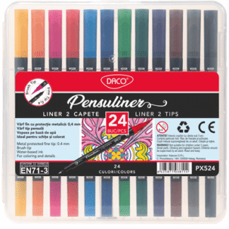 Pix liner si pensula Pensuliner 24 culori Daco