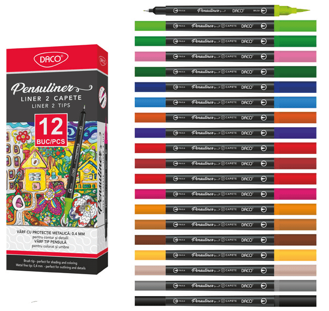 images Pix liner si pensula Pensuliner Daco - diferite culori