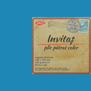 Plic colorat patrat 14x14 albastru