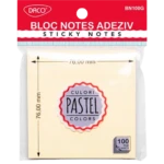 Notes autoadeziv 76x76mm Daco - galben pastel