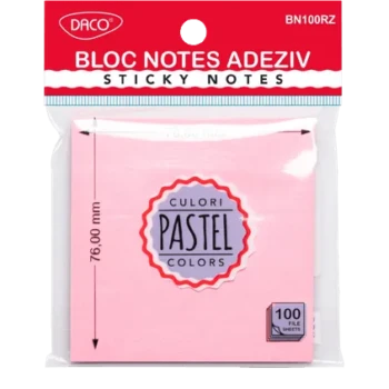 Notes autoadeziv 76x76mm Daco - roz pastel