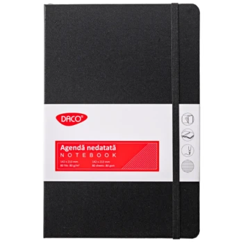 Agenda nedatata A5 Daco 80 file AN527N - Negru