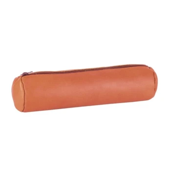 Penar tip etui rotund Oxford, piele, caramel