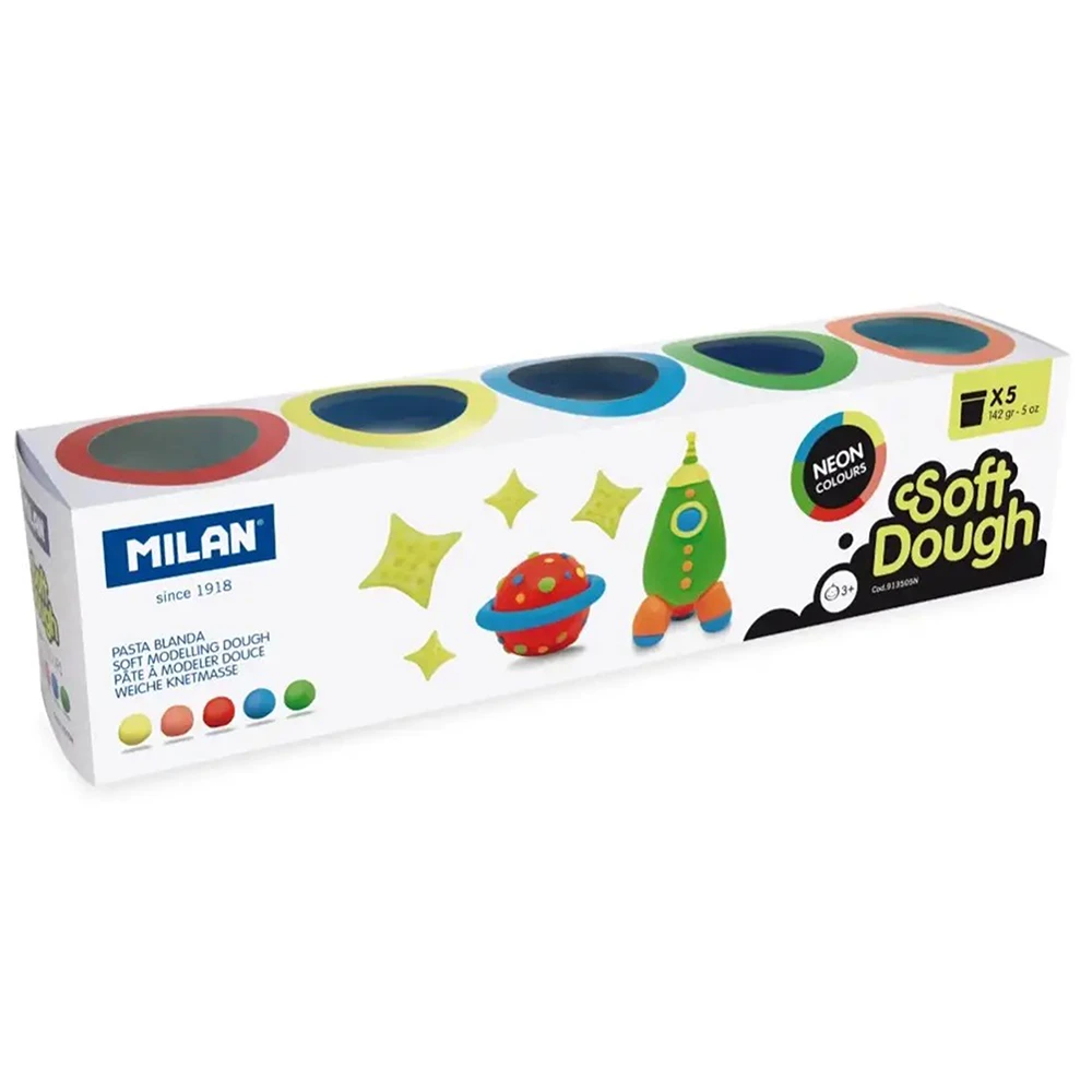 Plastilina usoara Neon Milan 5x142g Plastilina usoara Neon Milan 5x142g